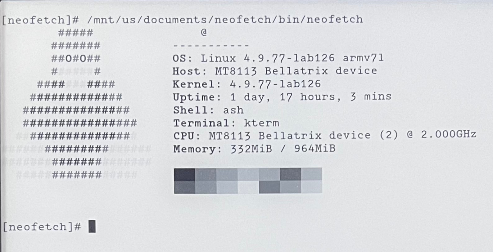 Neofetch image displaying Kindle Scribe specifications